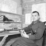Päämajan viestitystoimiston päällikkö Niilo Saarto viestikeskus Lokissa 1941-1942.