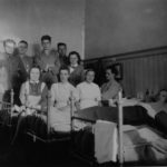 Patients and nurses at the 17th Military Hospital in the School for the Deaf and Mute.