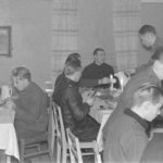 Telephone men attend a Christmas dinner at Otava Folk High School, Christmas 1939.